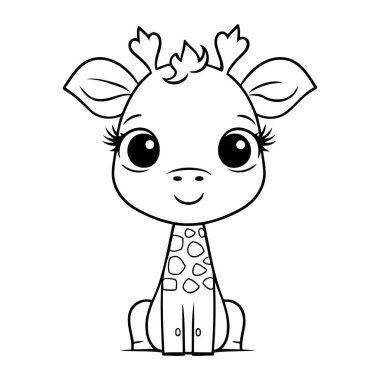 Şirin bir zürafa çizgi filmi. Çocuklar için boyama kitabı. Vektör illüstrasyonu