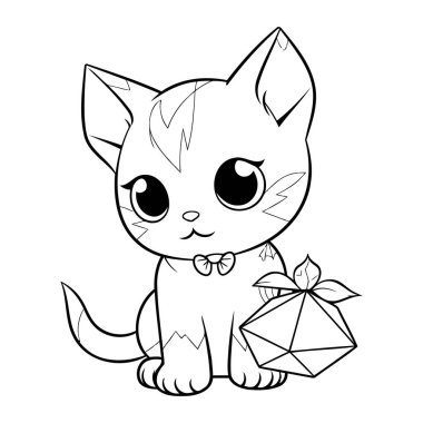 Yetenekli sevimli çizgi film kedisi. Boyama kitabı için Vektör illüstrasyonu.