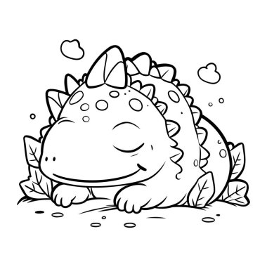 Şirin bir dinozorun vektör çizimi. Çocuklar için boyama kitabı.