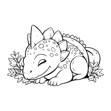 Tatlı çizgi film iguanası. Çocuk boyama kitabı için vektör illüstrasyonu.