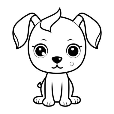 Şirin küçük köpek Kawaii karakter çizimi tasarımı