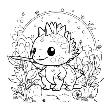 Çocuklar için boyama kitabı. Bahçedeki sevimli dinozor..