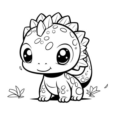 Şirin bebek dinozor boyama sayfası. Vektör illüstrasyonu beyaz arkaplanda izole edildi.