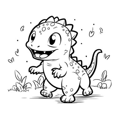 Renklendirme Kitabı veya Sayfa için Şirin Dinozor Vektör İlülasyonu