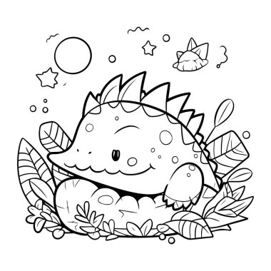 Çocuklar için boyama kitabı. Ormandaki dinozor. Renk sayfası