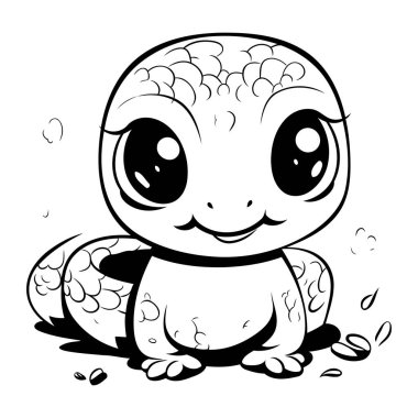 Şirin küçük bebek kaplumbağa. Vektör illüstrasyonu beyaz arkaplanda izole edildi.