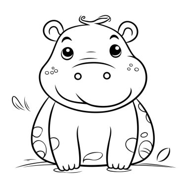 Hippo Çizgi Film Karakter Vektörü Resimlerinin Renklendirme Sayfası