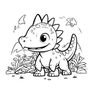 Şirin dinozor. Çocuklar için boyama kitabı. Vektör illüstrasyonu.