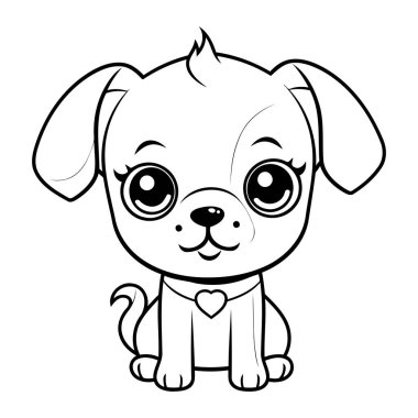 Tatlı çizgi film köpeği. Çocuklar için boyama kitabı için Vektör illüstrasyonu.