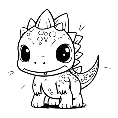 Şirin bir karikatür dinozor. Boyama kitabı veya sayfa için vektör illüstrasyonu.