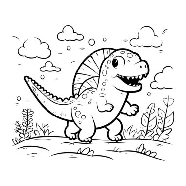 Şirin dinozor. Çocuklar için boyama kitabı. Vektör illüstrasyonu.