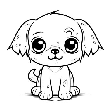 Şirin Çizgi film Chihuahua Siyah ve Beyaz Vektör İllüstrasyonu