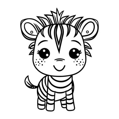 Şirin küçük zebra kawaii karakter çizimi tasarımcısı