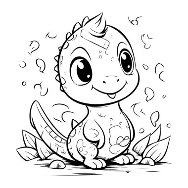 Şirin Dinozor Hayvan Karakterleri Kitabının Siyah ve Beyaz Çizgi Filmleri