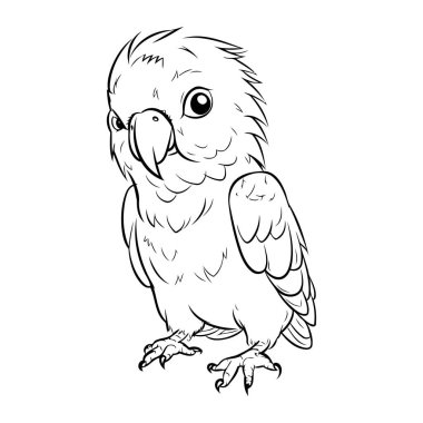 Beyaz arka planda şirin bir papağan. Robot resim biçiminde vektör illüstrasyonu.