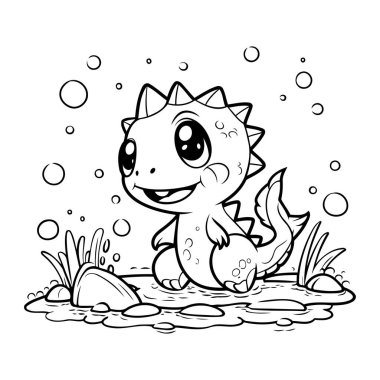 Şirin Dinozor Çizgi Film Karakteri Vektör Resimlerinin Renklendirme Sayfası