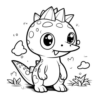 Şirin Dinozor Vektör İllüstrasyonu. Karikatür Dinozor Renklendirme Kitabı