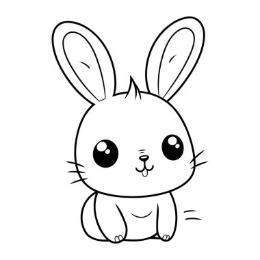Küçük sevimli tavşan kawaii çizgi film karakteri vektör çizimi grafik tasarımı
