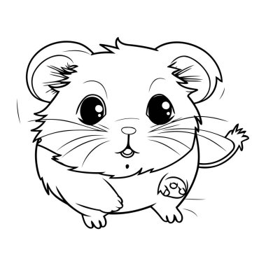 Çocuklar için Hamster Boyama Kitabı. Hamsterın vektör çizimi.