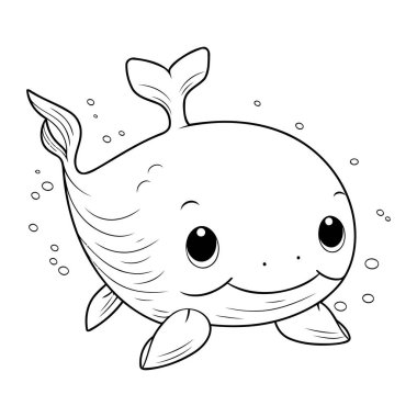 Çocuklar için boyama kitabı. Tatlı çizgi film balinası. Vektör illüstrasyonu.