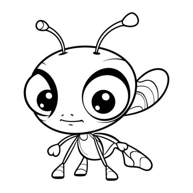 Renklendirme Kitabı için Siyah ve Beyaz Arı Çizimi