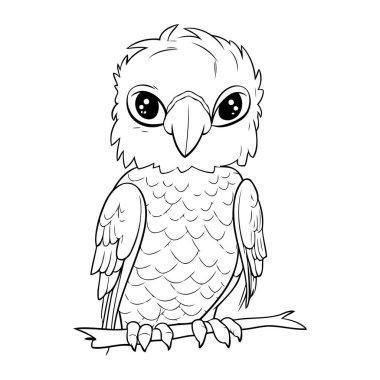 Çocuklar için boyama kitabı. Baykuş. Siyah ve beyaz vektör çizimi.
