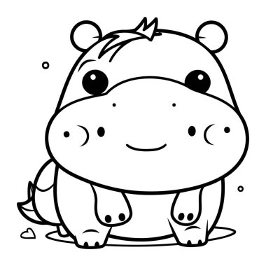 Hippo Çizgi Film Karakter Vektörü Resimlerinin Renklendirme Sayfası