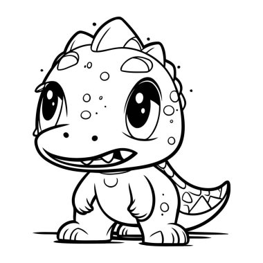 Şirin Dinozor Çizgi Filmi Karakteri Vektör İllüzyonu. Beyaz Arkaplanda İzole Edilmiş