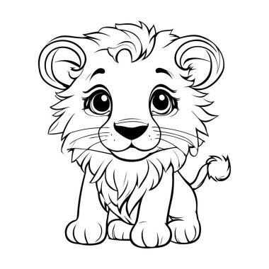 Çocuklar için Aslan Boyama Kitabı. Çizgi film Aslanı 'nın Vektör İllüstrasyonu.