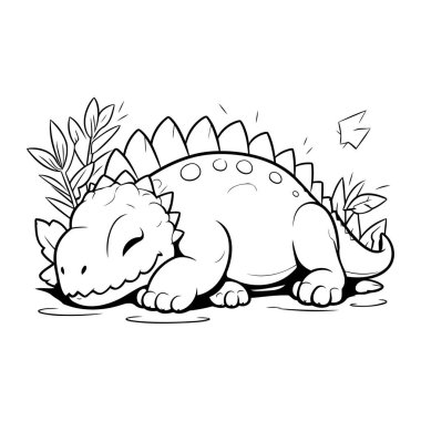 Beyaz arka planda izole edilmiş şirin Stegosaurus çizgi filmi. Vektör illüstrasyonu.