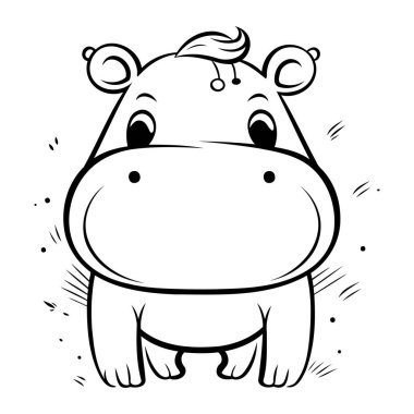 Tatlı su aygırı. Vektör çizimi. Çocuklar için boyama kitabı.