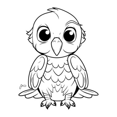 Çocuklar için boyama kitabı. Baykuş. Siyah ve beyaz vektör çizimi.