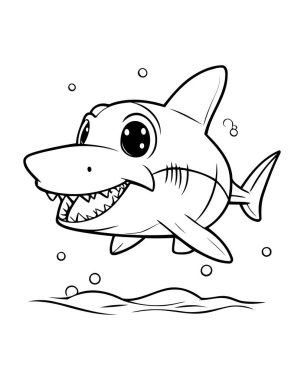 Tatlı çizgi film pengueni. Boyama kitabı için siyah ve beyaz vektör çizimi.