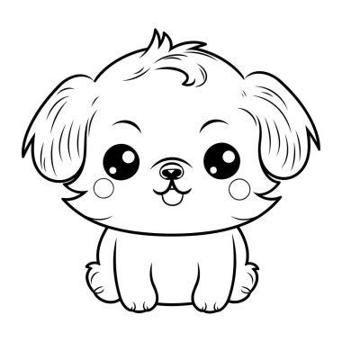 Tatlı köpek çizgi filmi. Boyama kitabı veya sayfa için vektör illüstrasyonu.