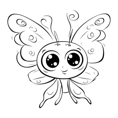 Şirin kelebek. Çocuklar için boyama kitabı. Vektör illüstrasyonu.