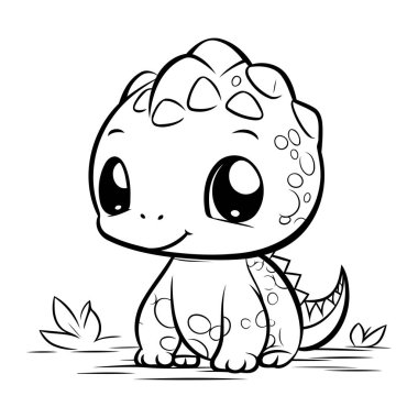 Çocuk Vektörü için Şirin Dinozor Renklendirme Kitabı