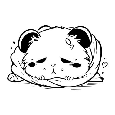 Yuvada uyuyan sevimli çizgi film pandası. Vektör illüstrasyonu.