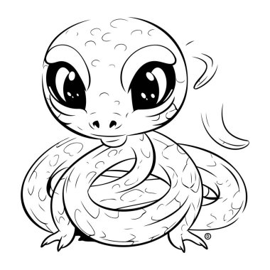 Tatlı çizgi film yılanı. Çocuklar için boyama kitabı. Vektör illüstrasyonu.
