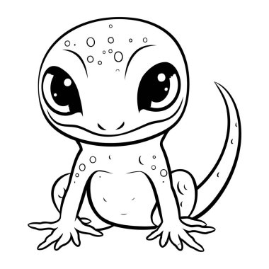 Beyaz arka planda izole edilmiş şirin çizgi film kurbağası. Boyama kitabı için Vektör illüstrasyonu.