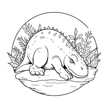 Peyzaj vektörü çiziminde şirin tyrannosaurus rex bebek