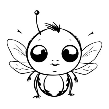 Tatlı çizgi film sineği. Beyaz arkaplanda izole edilmiş vektör illüstrasyonu.