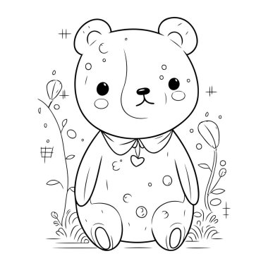 Sevimli oyuncak ayı. Çocuklar için boyama kitabı. Vektör illüstrasyonu.