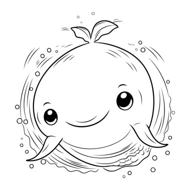 Siyah ve Beyaz Balina Maskotu Çizgi Filmi Çizim Kitabı