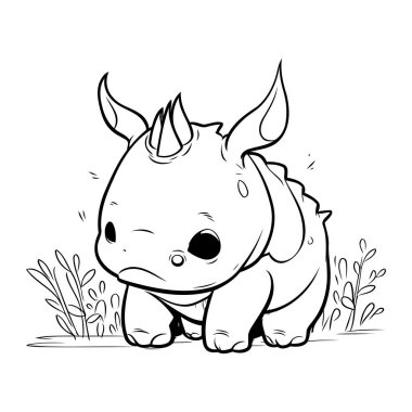 Tatlı çizgi film gergedanları. Tasarımınız için vektör illüstrasyonu