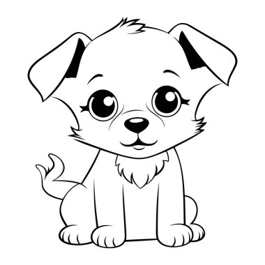 Tatlı çizgi film köpeği. Vektör çizimi. Çocuklar için boyama kitabı.
