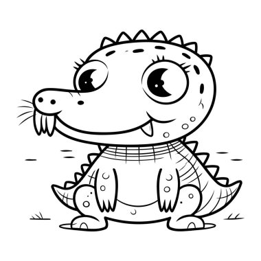 Tatlı çizgi film timsahı. Çocuklar için boyama kitabı için Vektör illüstrasyonu.