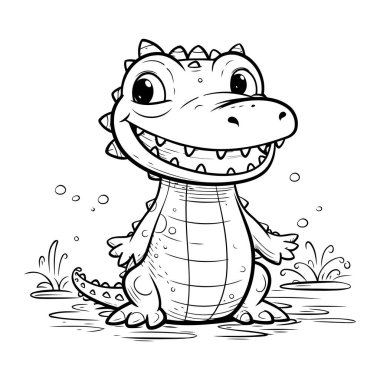 Tatlı timsah çizgi filmi. Çocuk boyama kitabı için vektör illüstrasyonu.