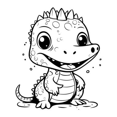 Beyaz arka planda izole edilmiş şirin timsah çizgi filmi. Vektör illüstrasyonu.