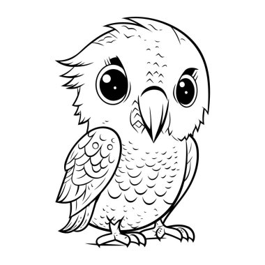 Çocuklar için boyama kitabı. Beyaz arka planda baykuş. Vektör illüstrasyonu.