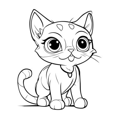 Sevimli çizgi film kedisi. Vektör çizimi. Çocuklar için boyama kitabı.